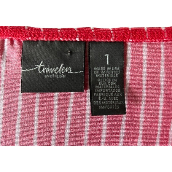 Chico’s Travelers Women’s Size Medium Asymmetrical Striped‎ Tunic Blouse Top - Picture 6 of 8